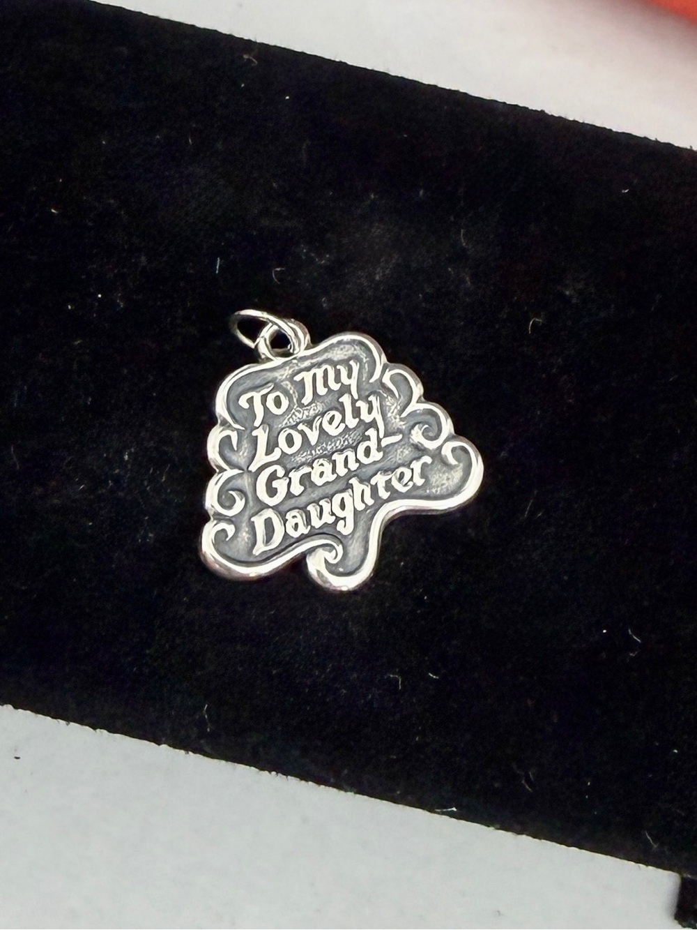 JAMES AVERY Sterling Silver "To My Lovely Granddaughter" Charm Pendant; RETIRED